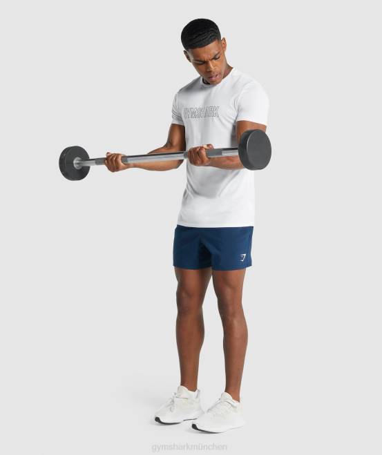 Weiß Kleidung Gymshark Männer T-Shirt mit Ankunftsgrafik 04P8666