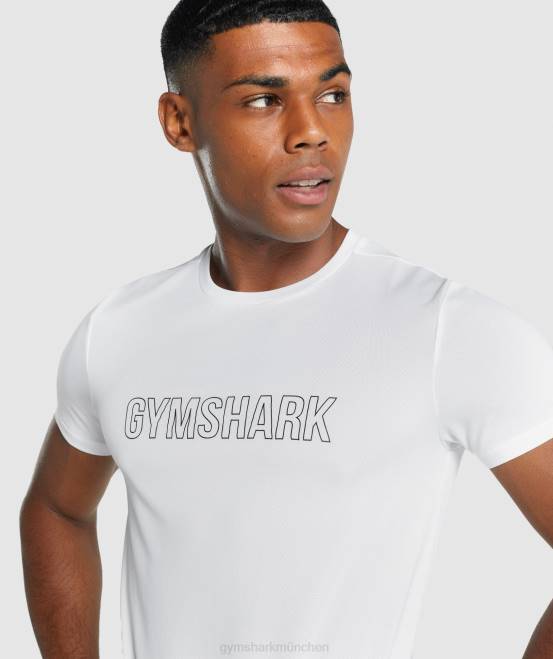 Weiß Kleidung Gymshark Männer T-Shirt mit Ankunftsgrafik 04P8666