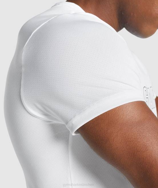 Weiß Kleidung Gymshark Männer T-Shirt mit Ankunftsgrafik 04P8666