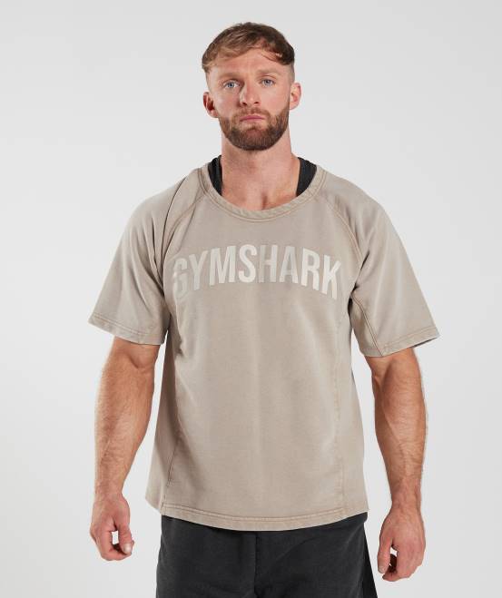 Zementbraun Kleidung Gymshark Männer Oberteil aus kraftgewaschenem Stoff 04P8641