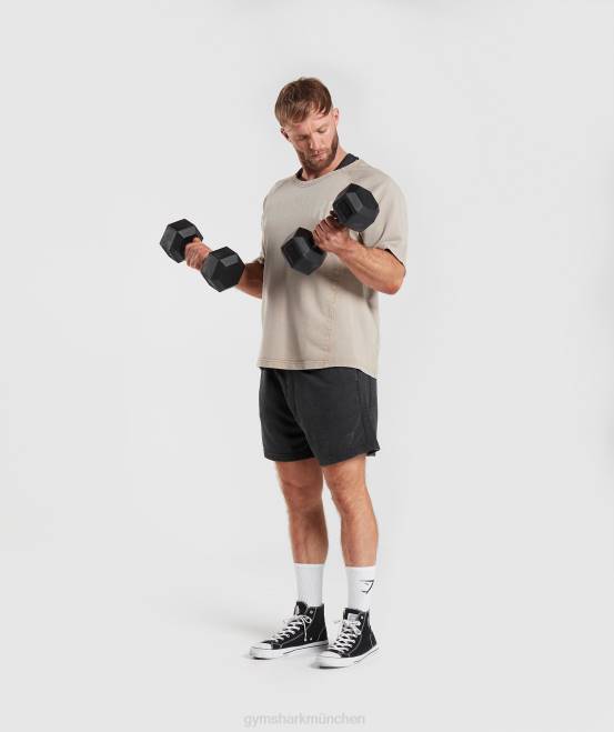 Zementbraun Kleidung Gymshark Männer Oberteil aus kraftgewaschenem Stoff 04P8641