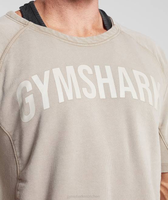 Zementbraun Kleidung Gymshark Männer Oberteil aus kraftgewaschenem Stoff 04P8641