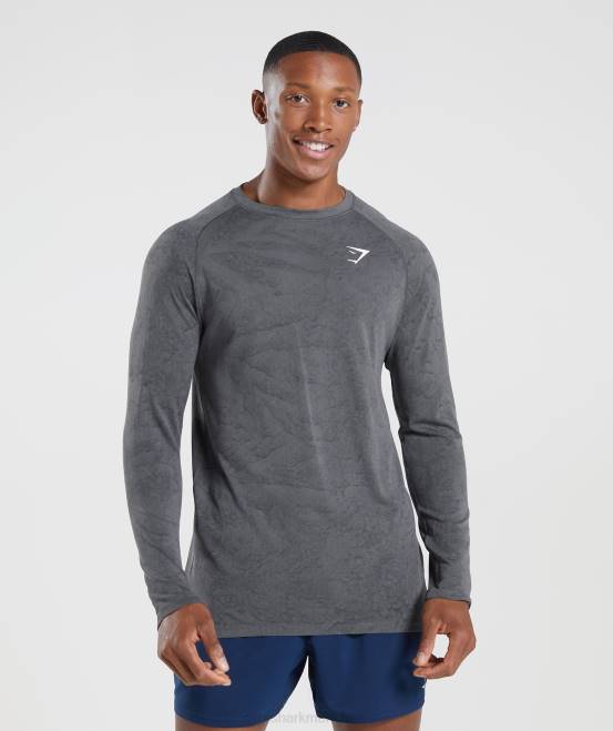 anthrazit/schwarz Kleidung Gymshark Männer Geo-nahtloses Langarm-T-Shirt 04P8628
