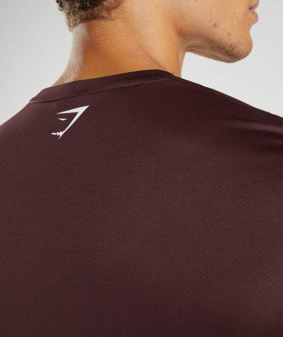 gebackener kastanienbrauner/schwarzer Mergel Kleidung Gymshark Männer Sport-Langarm-T-Shirt 04P8681