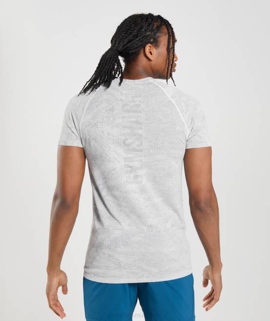 gebrochenes Weiß/Hellgrau Kleidung Gymshark Männer Geo-nahtloses T-Shirt 04P8618