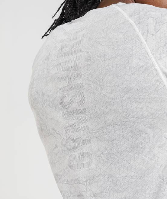 gebrochenes Weiß/Hellgrau Kleidung Gymshark Männer Geo-nahtloses T-Shirt 04P8618