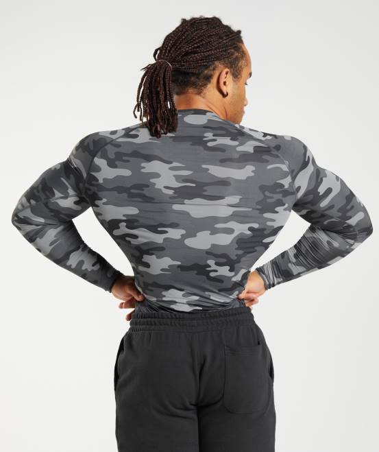 grauer Druck Kleidung Gymshark Männer Element Baselayer-Langarmoberteil 04P8690