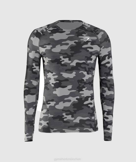 grauer Druck Kleidung Gymshark Männer Element Baselayer-Langarmoberteil 04P8690