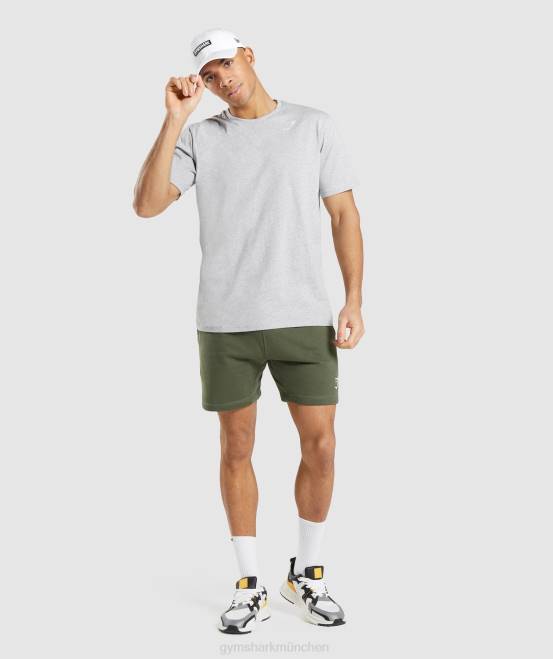 hellgrau meliert Kleidung Gymshark Männer T-Shirt mit Wappen 04P8582