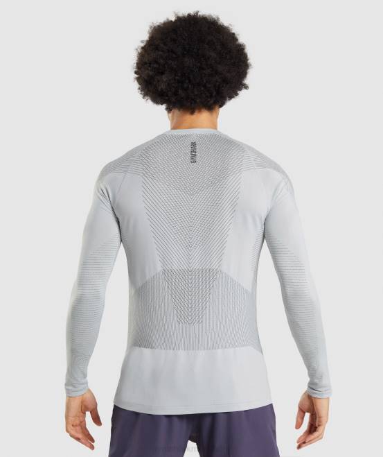 hellgrau/onyxgrau Kleidung Gymshark Männer Apex nahtloses Langarm-T-Shirt 04P8720