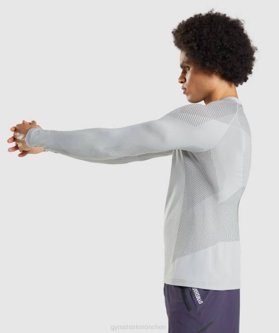 hellgrau/onyxgrau Kleidung Gymshark Männer Apex nahtloses Langarm-T-Shirt 04P8720