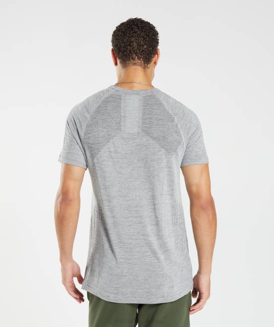 hellgrau/schwarz meliert Kleidung Gymshark Männer Retake nahtloses T-Shirt 04P8634