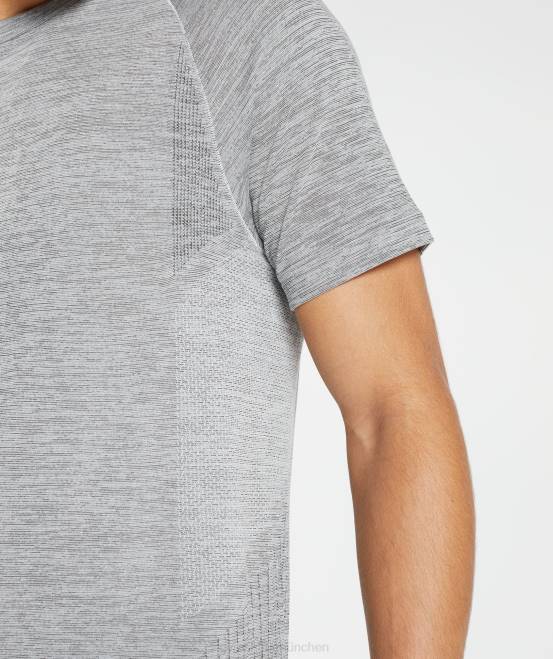 hellgrau/schwarz meliert Kleidung Gymshark Männer Retake nahtloses T-Shirt 04P8634