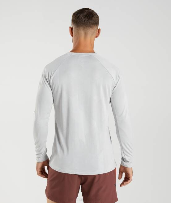 hellgrau/weiß Kleidung Gymshark Männer Apex-Langarm-T-Shirt 04P8613