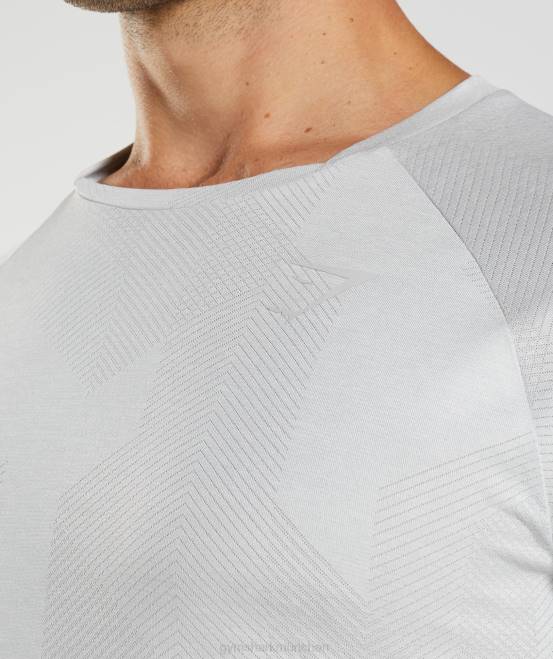 hellgrau/weiß Kleidung Gymshark Männer Apex-Langarm-T-Shirt 04P8613