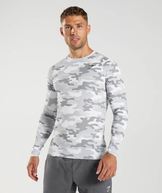 hellgrauer Druck Kleidung Gymshark Männer Element Baselayer-Langarmoberteil 04P8624