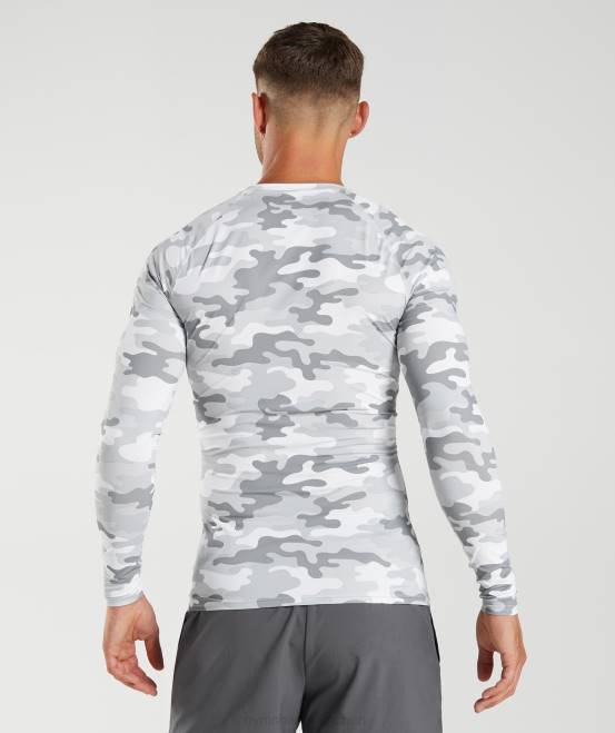 hellgrauer Druck Kleidung Gymshark Männer Element Baselayer-Langarmoberteil 04P8624