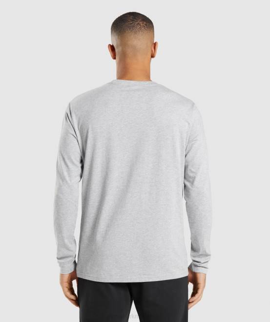 hellgrauer Kernmergel Kleidung Gymshark Männer Langarm-T-Shirt mit Wappen 04P8727