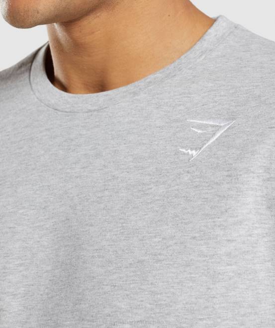 hellgrauer Kernmergel Kleidung Gymshark Männer Langarm-T-Shirt mit Wappen 04P8727