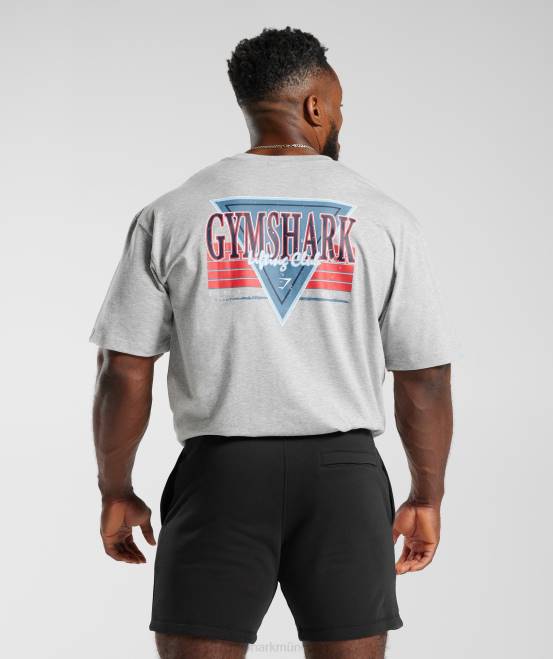 hellgrauer Kernmergel Kleidung Gymshark Männer Retrowave übergroßes T-Shirt 04P8587