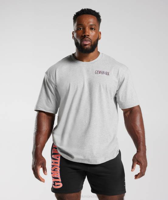 hellgrauer Kernmergel Kleidung Gymshark Männer Retrowave übergroßes T-Shirt 04P8587