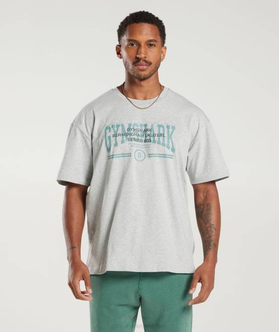 hellgrauer Kernmergel (ausverkauft) Kleidung Gymshark Männer Übergroßes College-T-Shirt 04P8776
