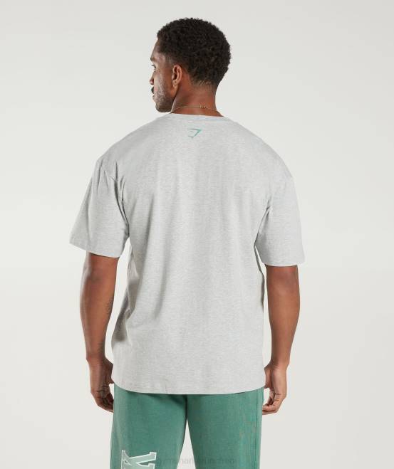 hellgrauer Kernmergel (ausverkauft) Kleidung Gymshark Männer Übergroßes College-T-Shirt 04P8776