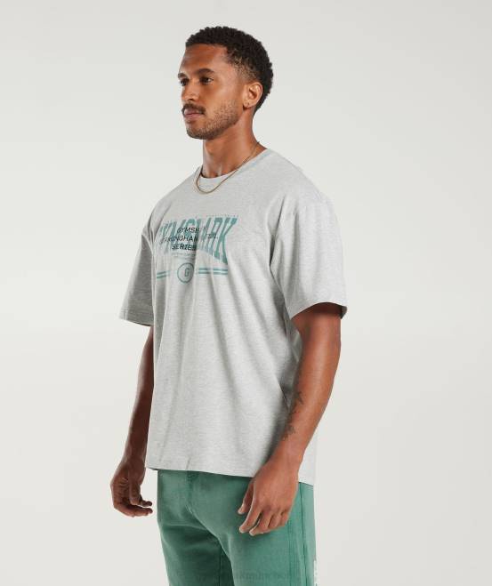 hellgrauer Kernmergel (ausverkauft) Kleidung Gymshark Männer Übergroßes College-T-Shirt 04P8776