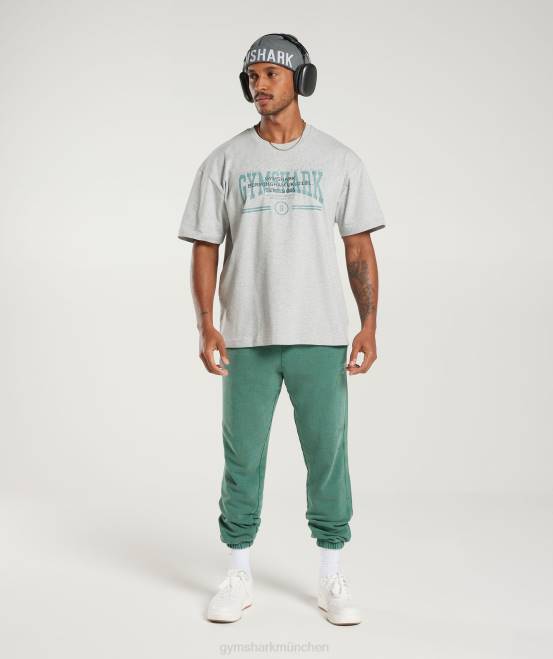 hellgrauer Kernmergel (ausverkauft) Kleidung Gymshark Männer Übergroßes College-T-Shirt 04P8776