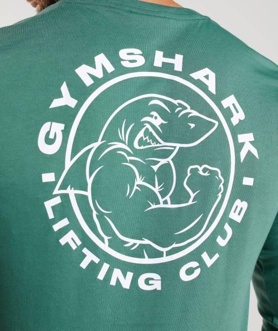 hoya grün Kleidung Gymshark Männer Legacy-Langarm-T-Shirt 04P8643