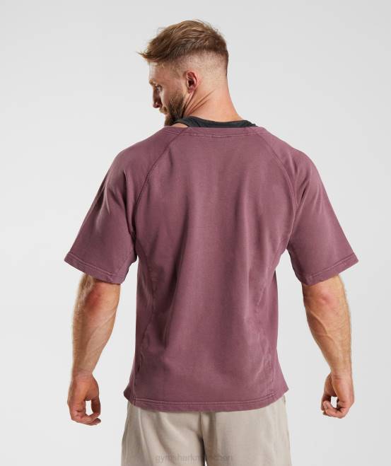 kirschbraun Kleidung Gymshark Männer Oberteil aus kraftgewaschenem Stoff 04P8617