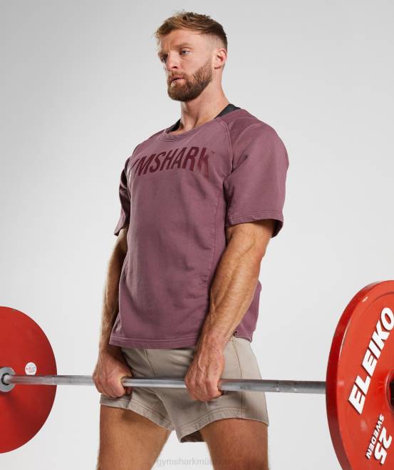 kirschbraun Kleidung Gymshark Männer Oberteil aus kraftgewaschenem Stoff 04P8617
