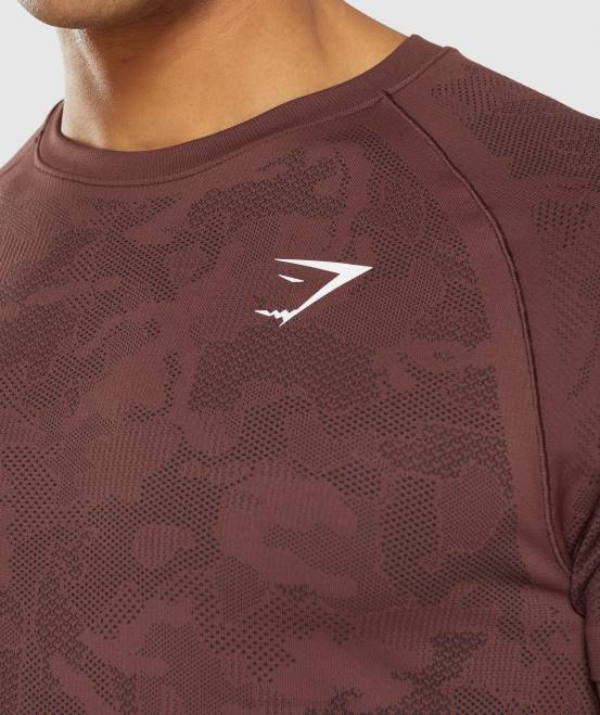 kirschbraun/schwarz Kleidung Gymshark Männer Geo-nahtloses T-Shirt 04P8674