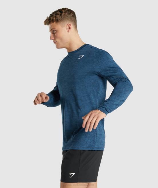 marineblau meliert Kleidung Gymshark Männer Arrival meliertes langärmliges T-Shirt 04P8755