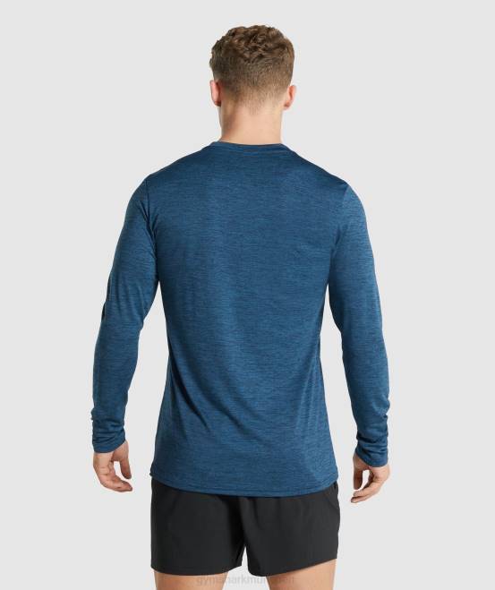 marineblau meliert Kleidung Gymshark Männer Arrival meliertes langärmliges T-Shirt 04P8755