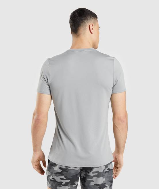 rauchgrau Kleidung Gymshark Männer T-Shirt mit Ankunftsgrafik 04P8665