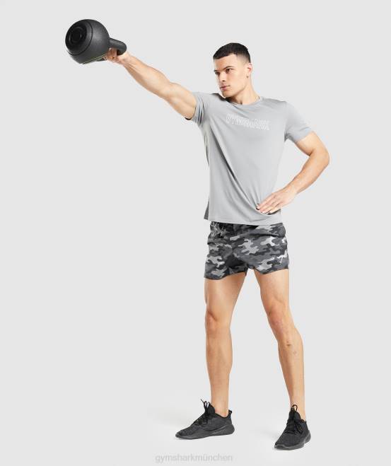 rauchgrau Kleidung Gymshark Männer T-Shirt mit Ankunftsgrafik 04P8665