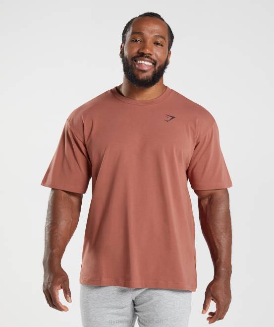 rosabraun Kleidung Gymshark Männer unverzichtbares übergroßes T-Shirt 04P8761