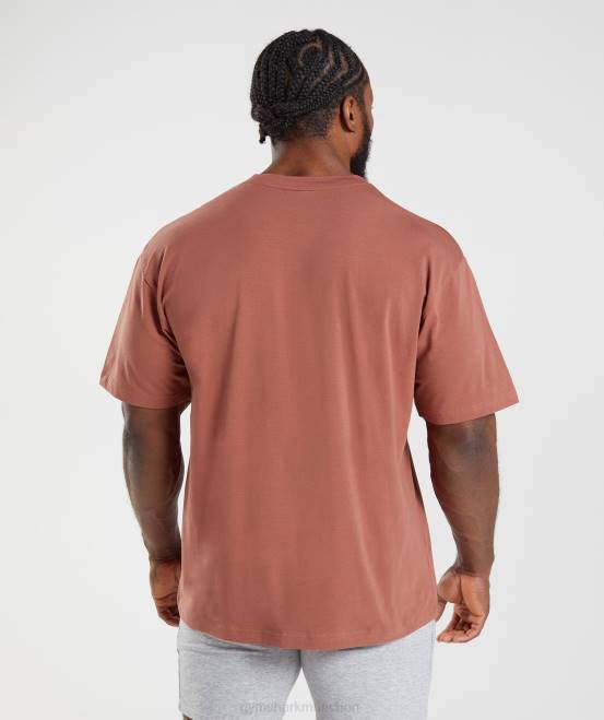 rosabraun Kleidung Gymshark Männer unverzichtbares übergroßes T-Shirt 04P8761