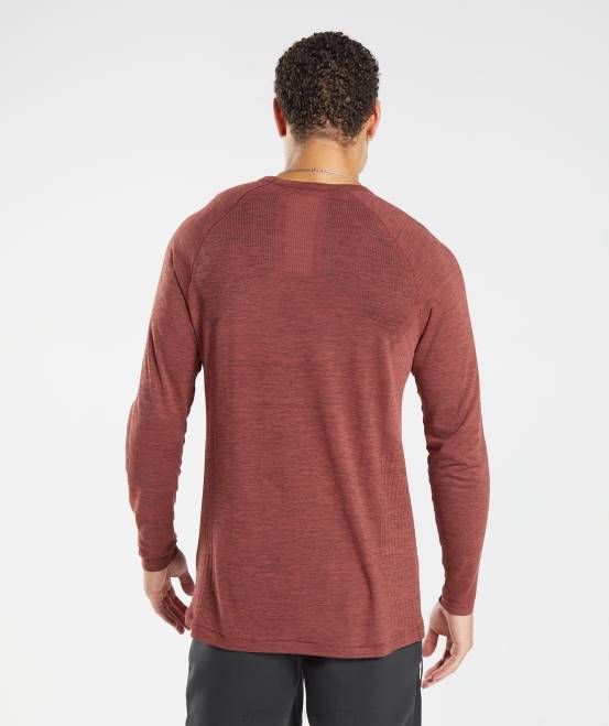 rosabraun/schwarz meliert Kleidung Gymshark Männer Retake nahtloses Langarm-T-Shirt 04P8606