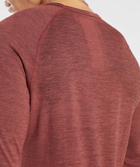 rosabraun/schwarz meliert Kleidung Gymshark Männer Retake nahtloses Langarm-T-Shirt 04P8606
