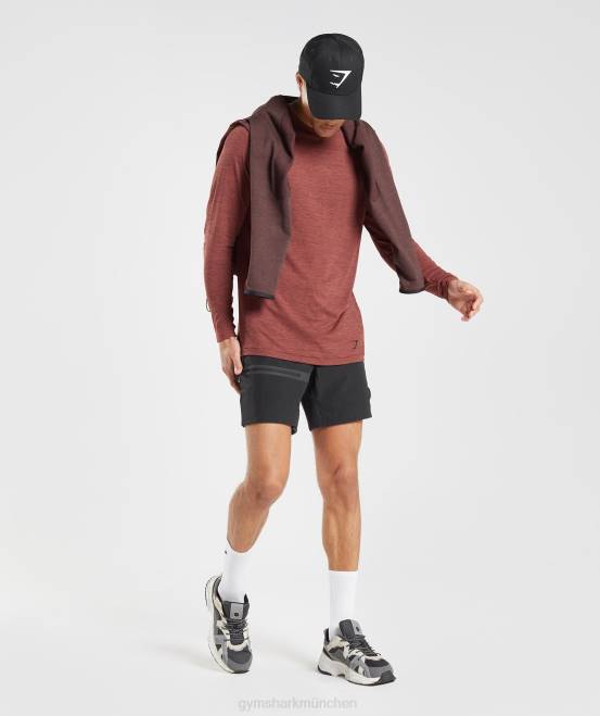 rosabraun/schwarz meliert Kleidung Gymshark Männer Retake nahtloses Langarm-T-Shirt 04P8606