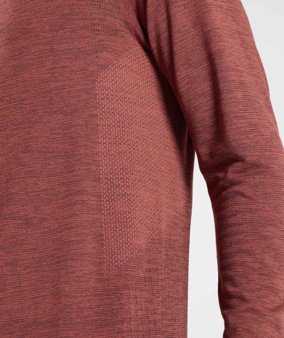 rosabraun/schwarz meliert Kleidung Gymshark Männer Retake nahtloses Langarm-T-Shirt 04P8606