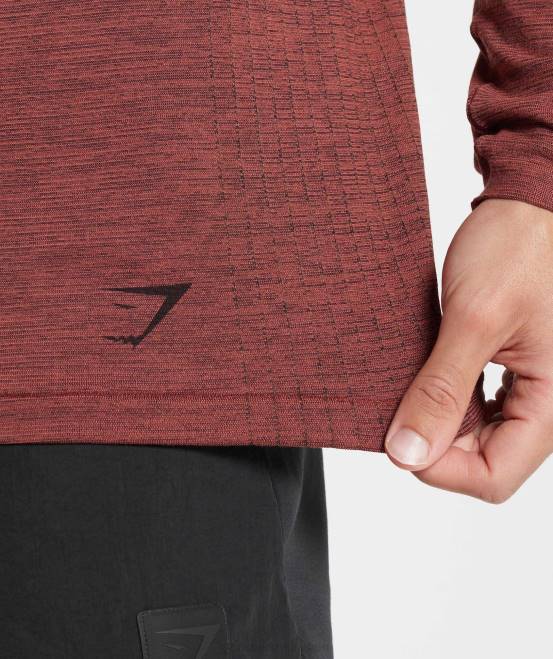 rosabraun/schwarz meliert Kleidung Gymshark Männer Retake nahtloses Langarm-T-Shirt 04P8606