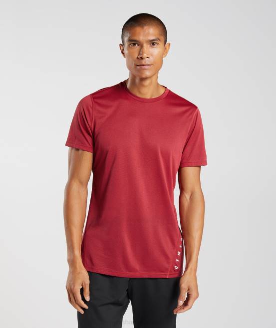 salsarot/schwarz meliert Kleidung Gymshark Männer Sport-T-Shirt 04P8725