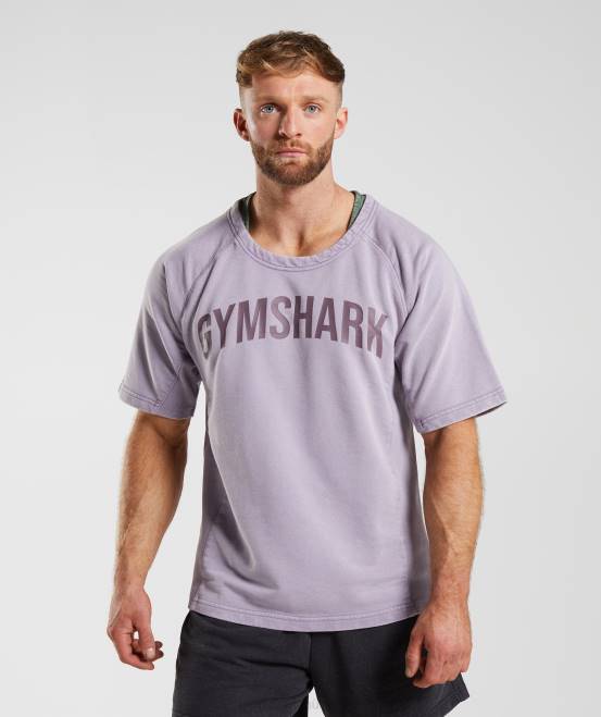 schattiertes Flieder Kleidung Gymshark Männer Oberteil aus kraftgewaschenem Stoff 04P8723