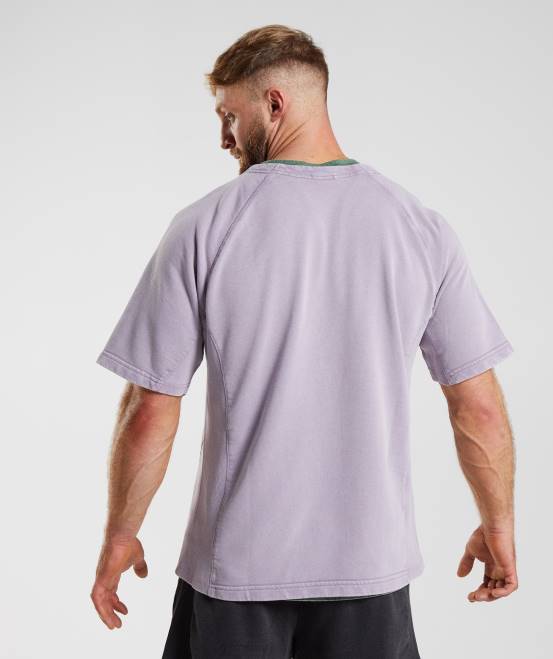 schattiertes Flieder Kleidung Gymshark Männer Oberteil aus kraftgewaschenem Stoff 04P8723