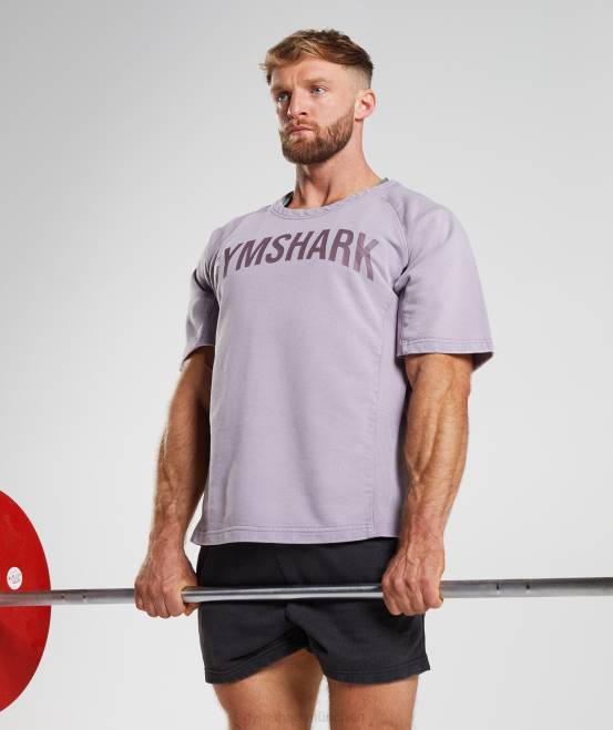 schattiertes Flieder Kleidung Gymshark Männer Oberteil aus kraftgewaschenem Stoff 04P8723