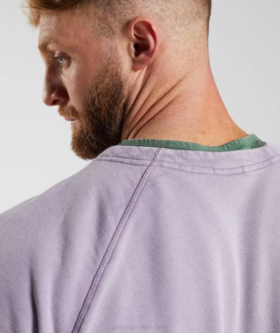 schattiertes Flieder Kleidung Gymshark Männer Oberteil aus kraftgewaschenem Stoff 04P8723