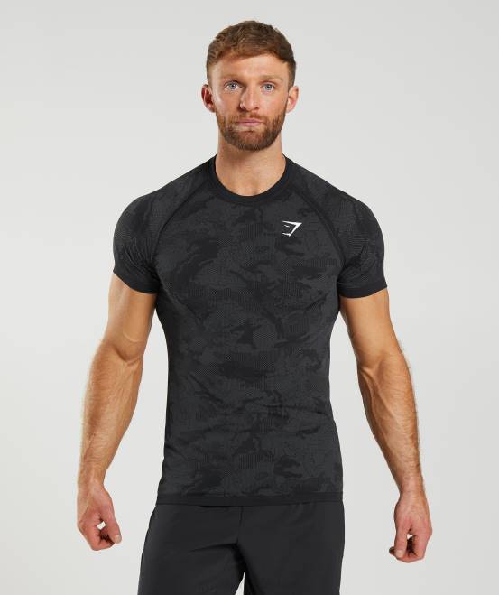 schwarz/anthrazit Kleidung Gymshark Männer Geo-nahtloses T-Shirt 04P8575